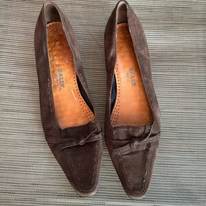 Bally Bow Brown Suede Kitten Heel Shoes 40 Size 9